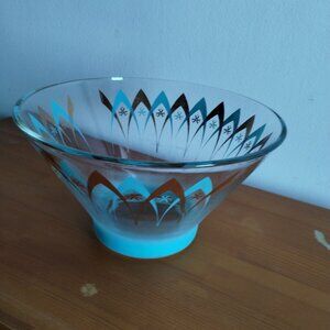 Vintage Mid century bowl turquoise and gold